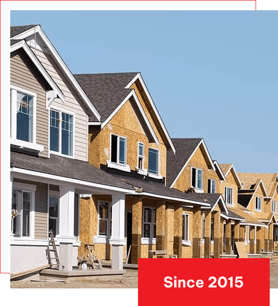 Row of houses under construction, since 2015. Row of houses under construction, since 2015.
