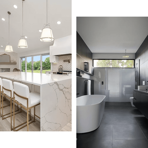 Modern kitchen and bathroom interior design. Modern kitchen and bathroom interior design.